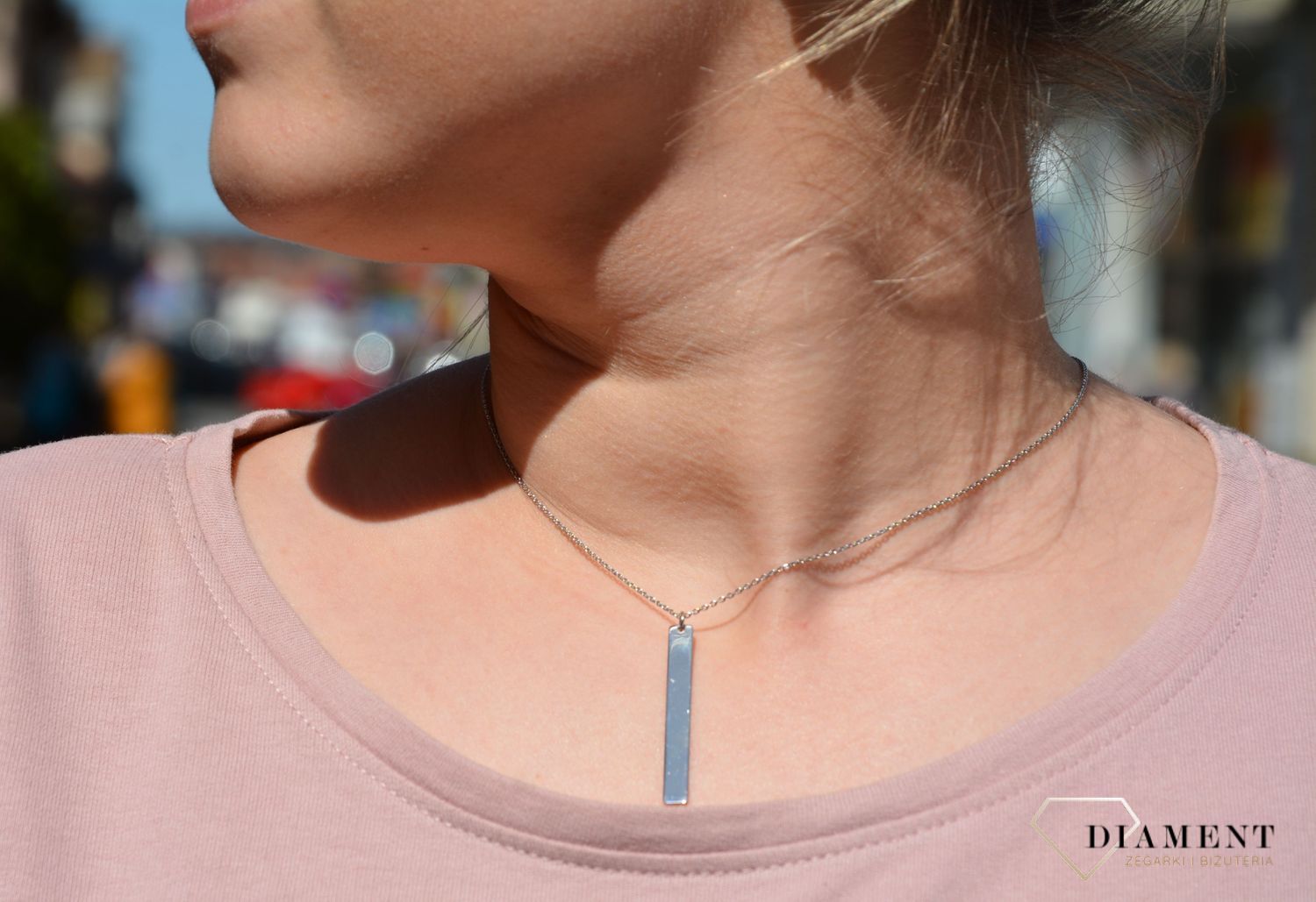 Naszyjnik srebrny blaszka prosta Dall'Acqua ✓Srebrne Naszyjniki Damskie w Sklepie z Biżuterią zegarki-diament.pl✓.jpg